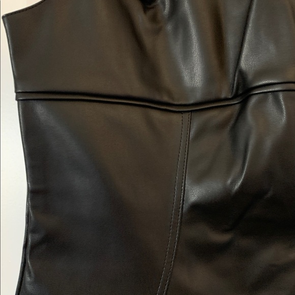Commense Black Faux Leather Midi Dress - Picture 4 of 8